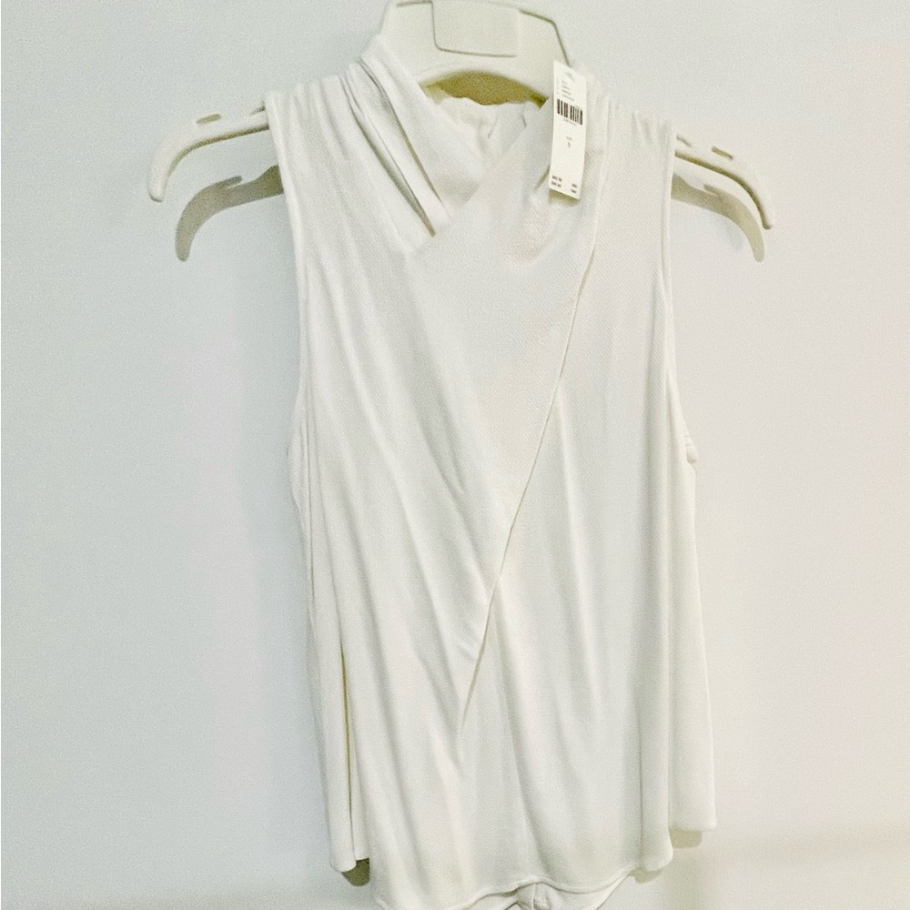 Anthropologie Maeve Viscose Ivory Draped Sleeveless Top sz 8 Medium